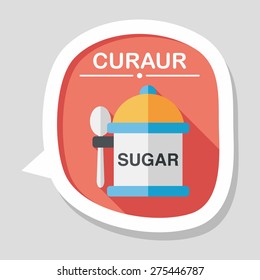 kitchenware sugar flat icon with long shadow,eps10