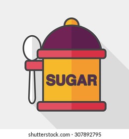 kitchenware sugar flat icon with long shadow,eps10