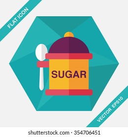 kitchenware sugar flat icon with long shadow,eps10