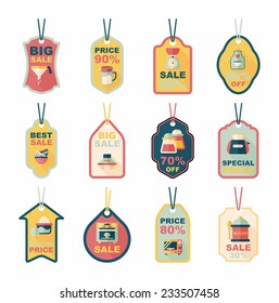 Kitchenware tag flat banner background set, eps10