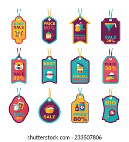 Kitchenware tag flat banner background set, eps10
