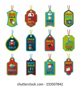 Kitchenware tag flat banner background set, eps10