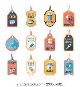 Kitchenware tag flat banner background set, eps10