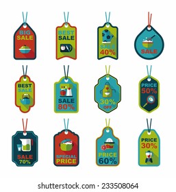 Kitchenware tag flat banner background set, eps10