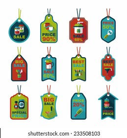 Kitchenware tag flat banner background set, eps10