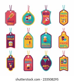 Kitchenware tag flat banner background set, eps10