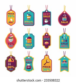 Kitchenware tag flat banner background set, eps10