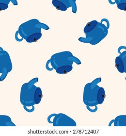 kitchenware tea pot , cartoon seamless pattern background