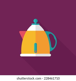 kitchenware tea pot flat icon with long shadow,eps10
