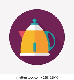 kitchenware tea pot flat icon with long shadow,eps10