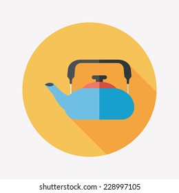 kitchenware tea pot flat icon with long shadow,eps10