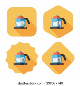 kitchenware tea pot flat icon with long shadow, eps10