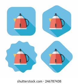 kitchenware tea pot flat icon with long shadow,eps10