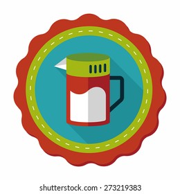 kitchenware tea pot flat icon with long shadow,eps10