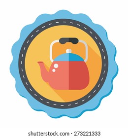 kitchenware tea pot flat icon with long shadow,eps10