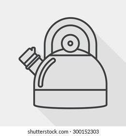 kitchenware tea pot flat icon with long shadow, line icon