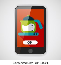 kitchenware tea pot flat icon with long shadow,eps10