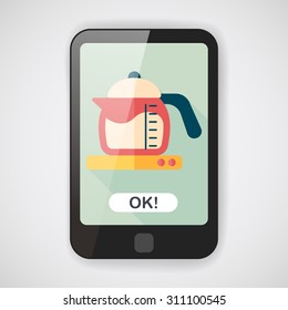 kitchenware tea pot flat icon with long shadow,eps10