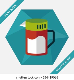 kitchenware tea pot flat icon with long shadow,eps10