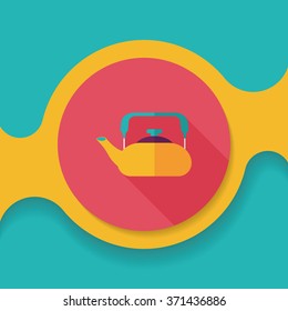 kitchenware tea pot flat icon with long shadow,eps10