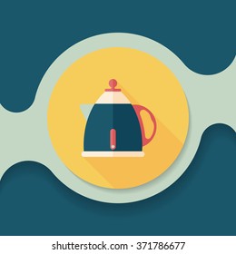 kitchenware tea pot flat icon with long shadow,eps10