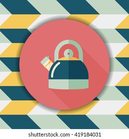 kitchenware tea pot flat icon with long shadow,eps10