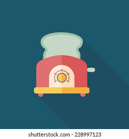 kitchenware toaster flat icon with long shadow,eps10
