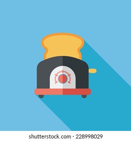 kitchenware toaster flat icon with long shadow,eps10
