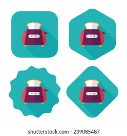 kitchenware toaster flat icon with long shadow, eps10