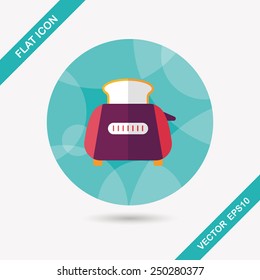kitchenware toaster flat icon with long shadow,eps10