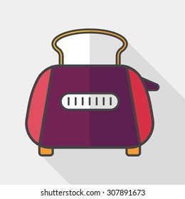 kitchenware toaster flat icon with long shadow,eps10