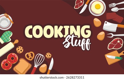 kitchenware utensil hand draw template