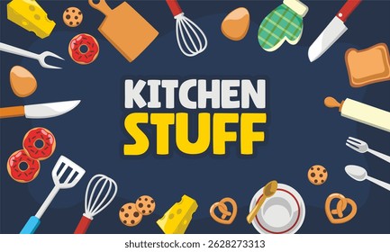 kitchenware utensil hand draw template