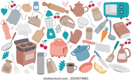 Kitchenware utensil tool set. vector illustration