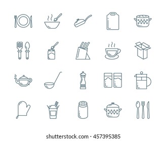 Kitchenware and utensil vector icons set