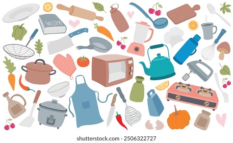 Kitchenware and utensils tool. hand drawn vector illustration