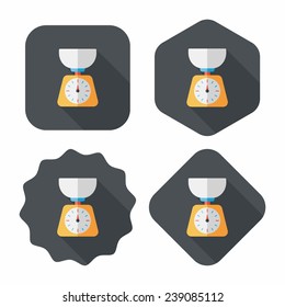 kitchenware weight scale flat icon with long shadow, eps10