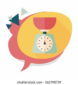kitchenware weight scale flat icon with long shadow,eps10