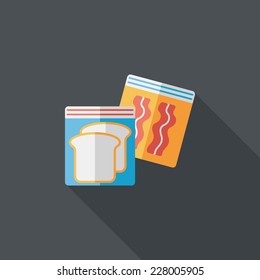 kitchenware zipper bags flat icon with long shadow,eps10