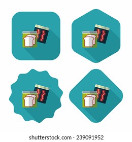 kitchenware zipper bags flat icon with long shadow, eps10