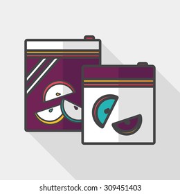 kitchenware zipper bags flat icon with long shadow, eps10
