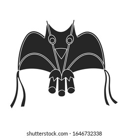 Kite bat vector icon.Black vector icon isolated on white background kite bat .
