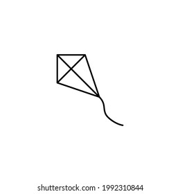 Kite beach icon in flat black line style, isolated on white background 