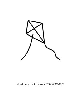 Kite beach icon in flat black line style, isolated on white background 