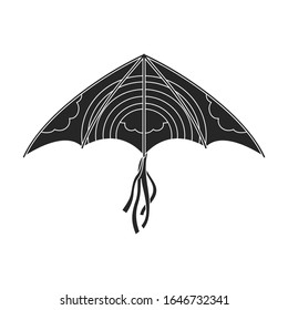 Icono del vector de cometas.Icono del vector negro aislado en el pájaro de cometa de fondo blanco.