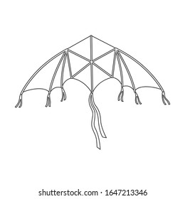 Icono de vector de cometa.Icono de vector contorno aislado en pájaro de cometa de fondo blanco.