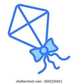 kite blue outline icon, isolated vector design