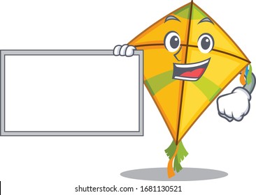 Kite with board cartoon mascot design style