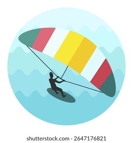 Kite boarding. Kite surfing vector icon. Beach. Summer. Summertime. Holiday. Vacation, eps 10