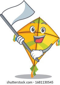 Kite cartoon character design holding standing flag